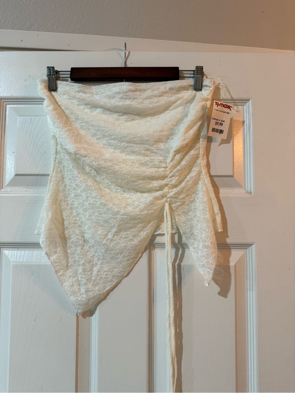 T.J.Maxx Ivory Lace with Asymmetrical Wrap-Style Blouse